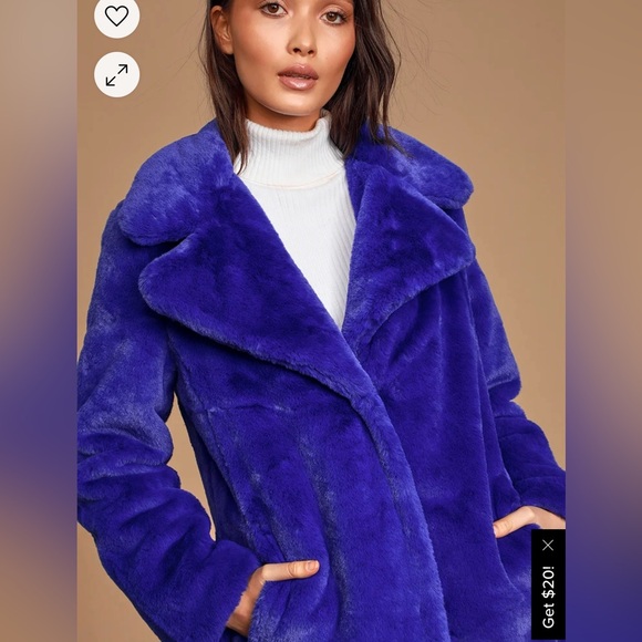 Avec Les Filles Women’s Cobalt Mid-Length Faux Fur Coat with Notch Lapel -- M - Picture 4 of 8